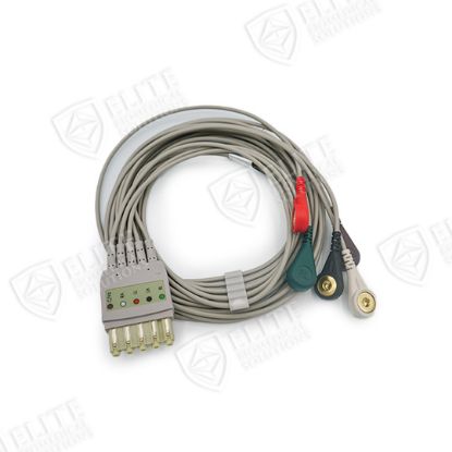 Picture of Philips Compatible 5 Lead Reusable ECG Lead Wire Snap