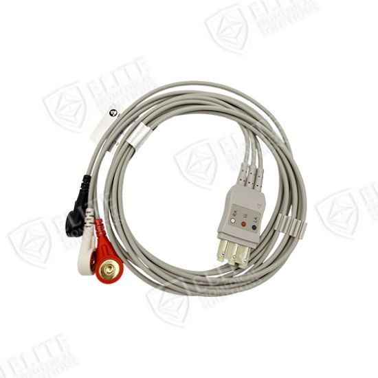 Picture of Philips Compatible 3 Lead Reusable ECG Lead Wire Snap